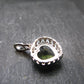 Moldavite Tektite & Red Garnet Silver Pendant from Czech Republic - 0.9"