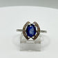 Blue Sapphire Halo Ring: Sterling Silver Statement Jewelry, Size 8.5