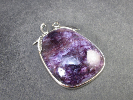 Rare High-Quality Charoite Pendant in SS From Russia - 1.8" - 20.5 Grams