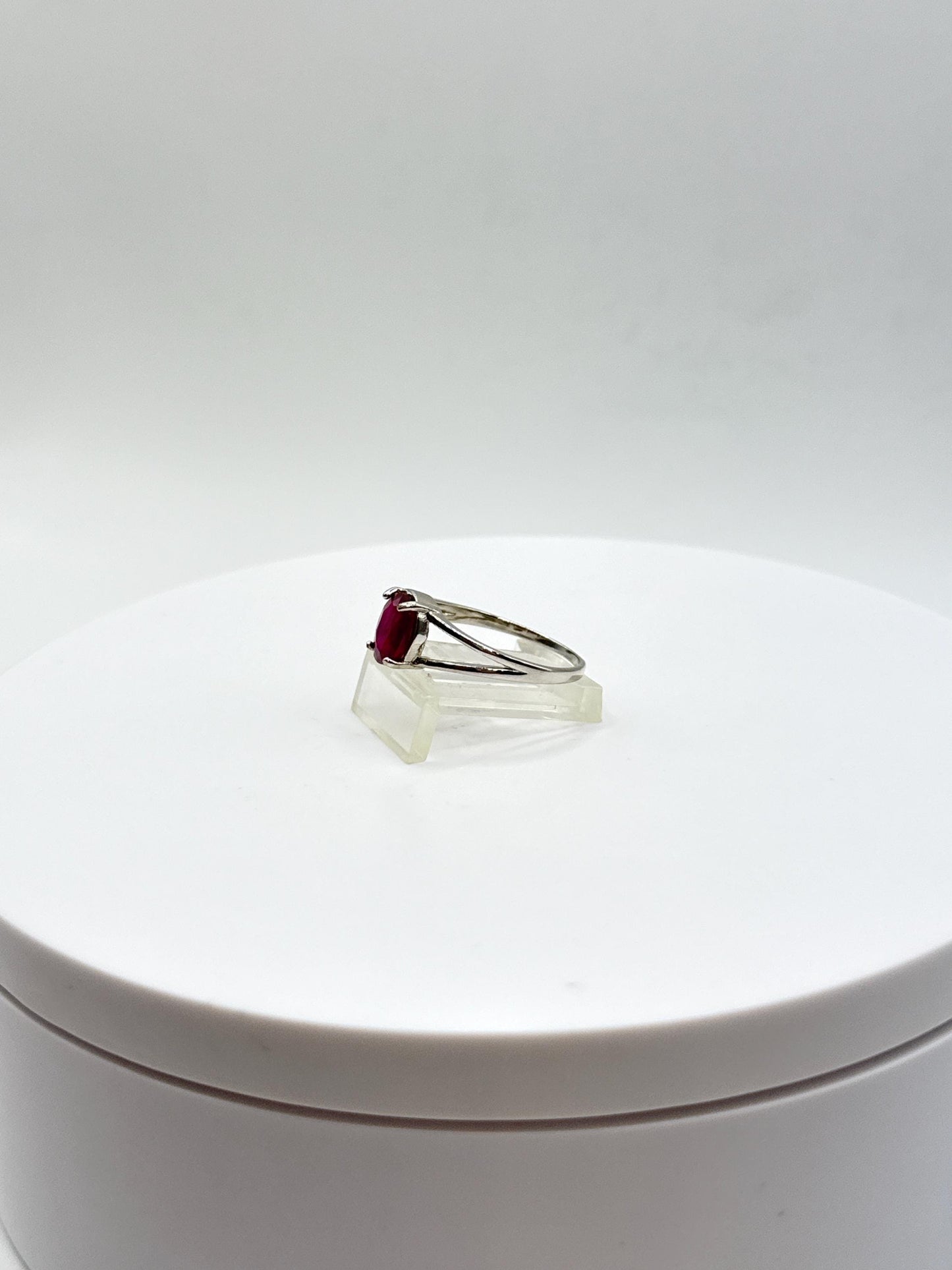 Ruby Solitaire Ring | Natural Ruby in Sterling Silver | July Birthstone Jewelry - Size 8