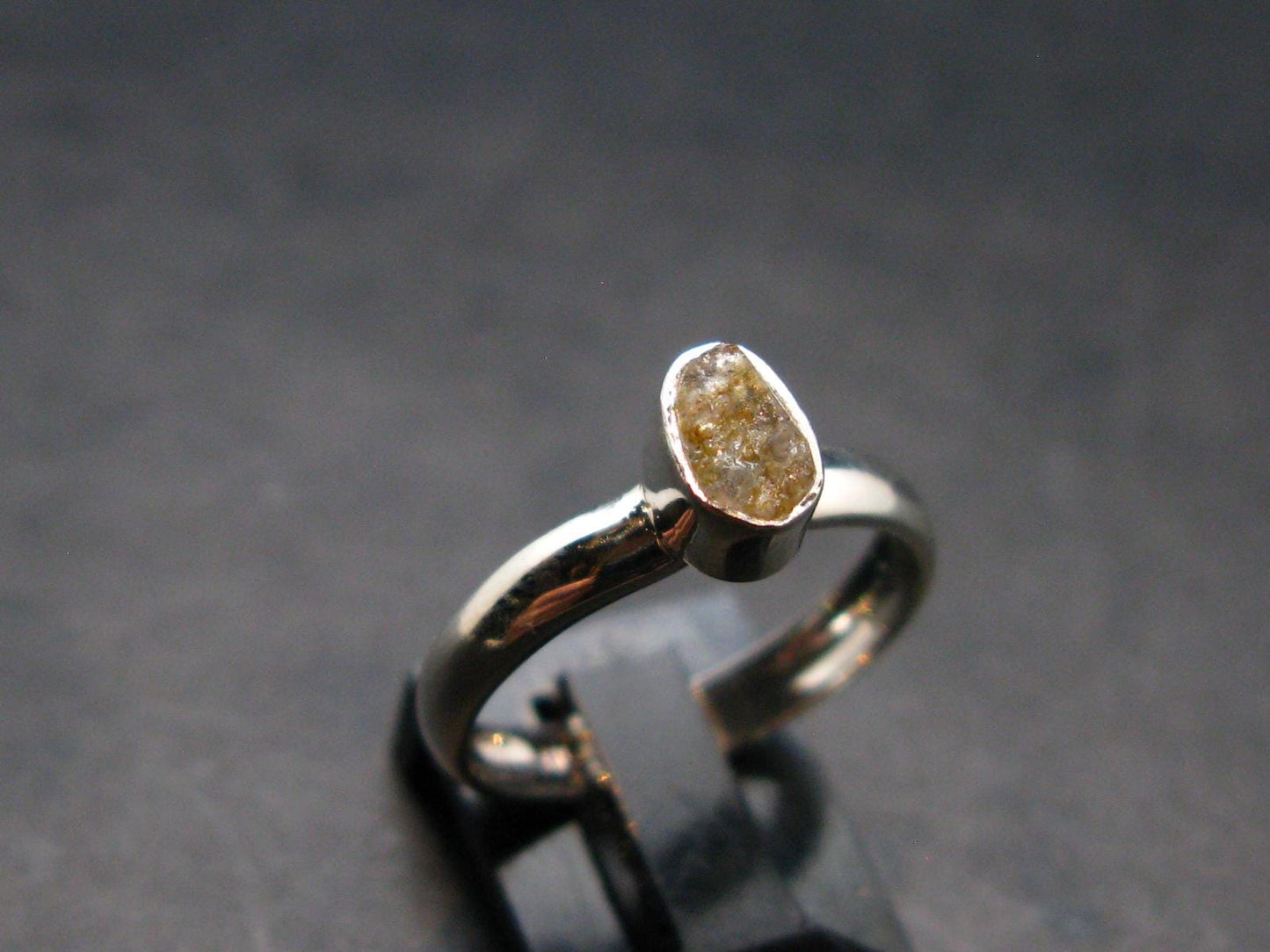 Gray Herderite Silver Ring from Africa - Size 6 - 1.73 Grams