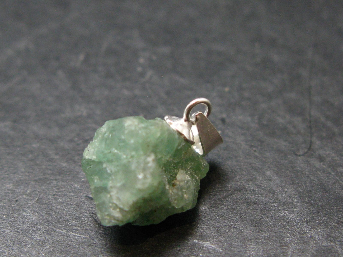 Extremely Rare Raw Gem Green Kornerupine Silver Pendant Crystal From Tanzania - 1.81 Grams - 0.7"