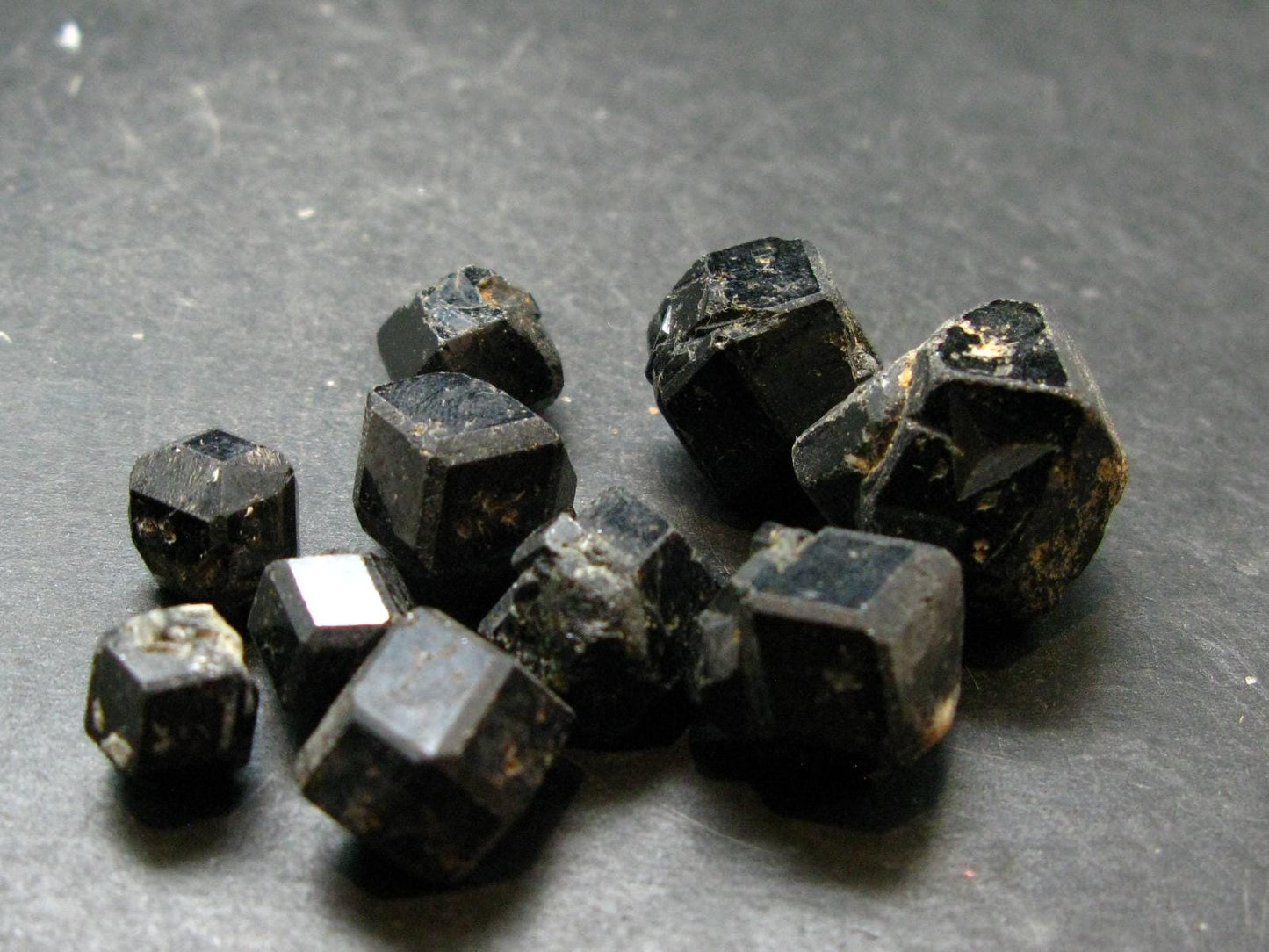 lot of 10 Black Melanite Andradite Garnet Crystals From Mali - 42.80 Grams