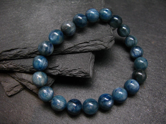 Blue Kyanite Genuine Bracelet ~ 7 Inches ~ 9mm Round Beads