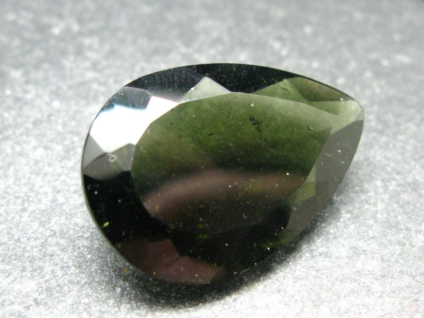 Moldavite Tektite Gem Cut Facetted Stone from Czech Republic - 20.50 Carats - 26x17mm