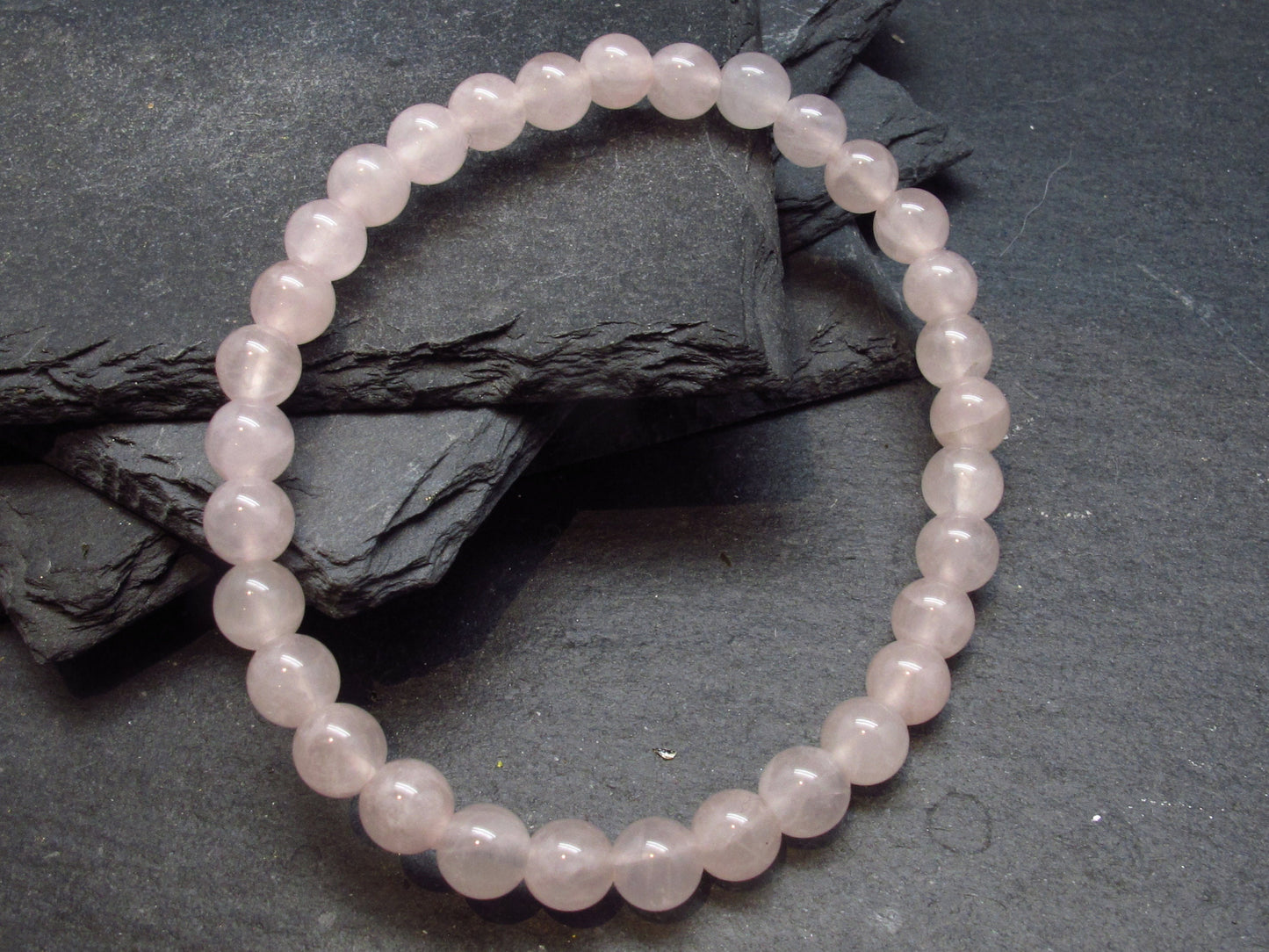 Rose Quartz Genuine Bracelet ~ 7 Inches ~ 6mm Round Beads