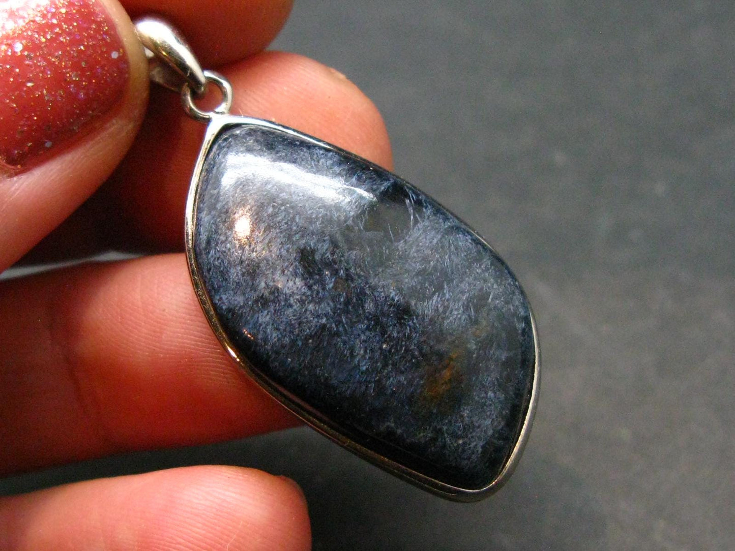 Natural Pietersite Polished Silver Pendant from Namibia - 1.5" - 5.26 Grams