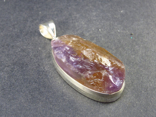 Stunning Natural Gem Ametrine Crystal Silver Pendant From Bolivia - 2.2" - 22.2 Grams