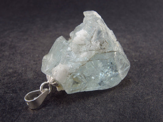 Aquamarine Crystal Silver Pendant From China - 1.1" - 6.9 Grams