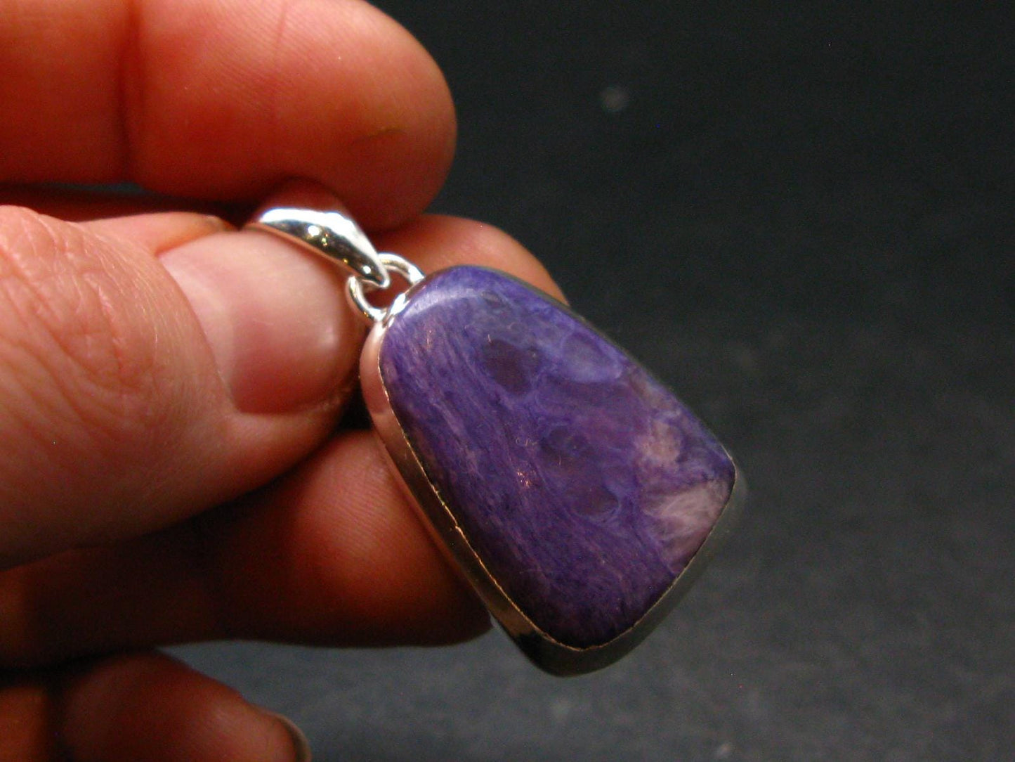 Rare High-Quality Charoite Silver Plated Pendant From Russia - 1.4" - 6.76 Grams