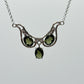 Sterling Silver Moldavite Necklace – Triple Oval-Cut Gemstones - 6.28 Grams