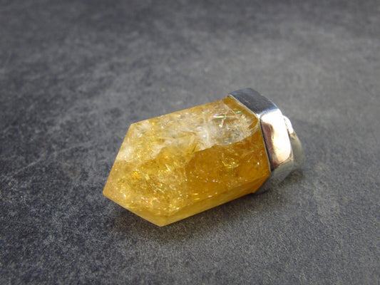 Yellow Citrine Sterling Silver Pendant from Brazil - 1.2" - 6.48 Grams
