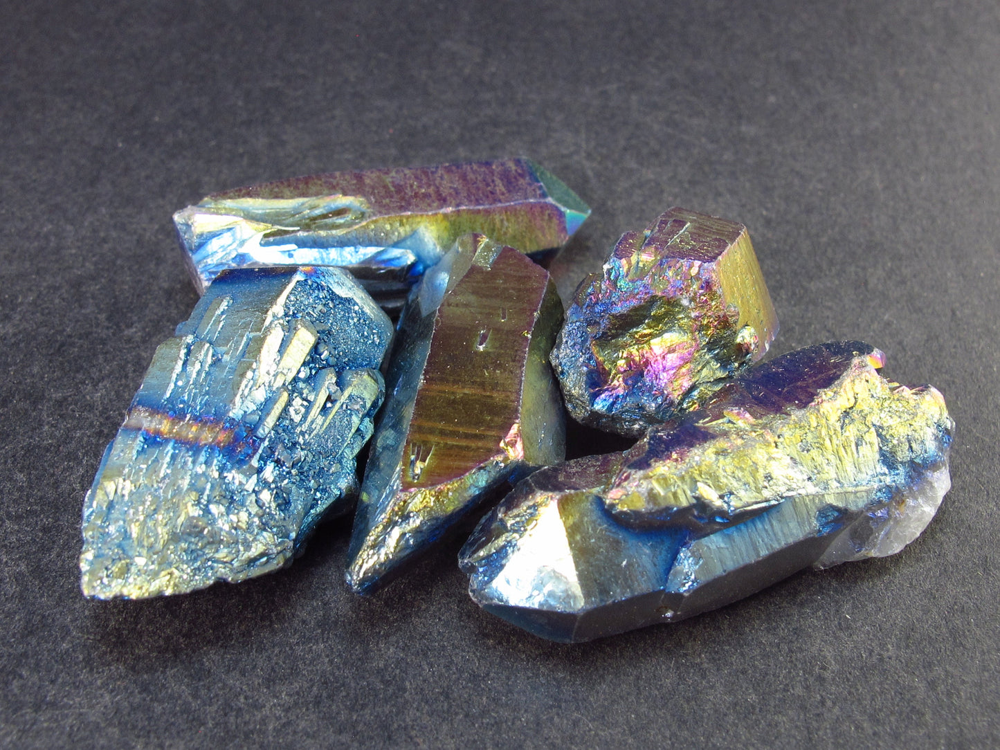 Lot of 5 Titanium Aura Quartz Crystals From Brazil