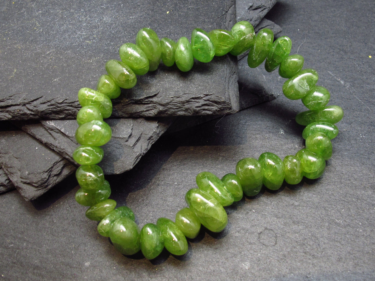 Titanite Sphene Genuine Bracelet ~ 7 Inches ~ 10mm Tumbled Beads