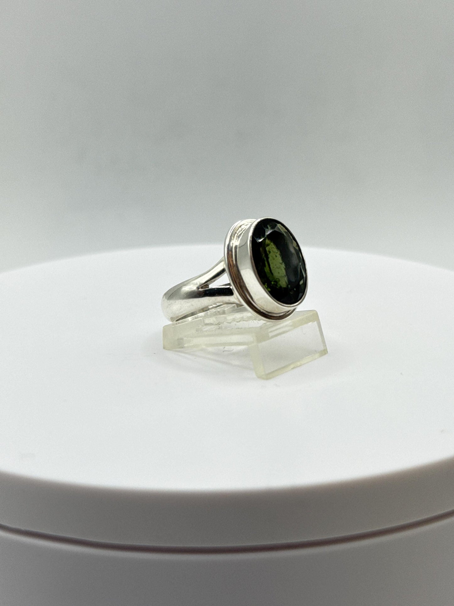 Natural Moldavite Ring | Genuine Green Tektite from Czech Republic | Transformation Crystal Jewelry - Size 10