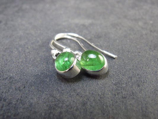 Tsavorite Gem Green Garnet Sterling Silver Earrings from Tanzania - 1.58 Grams