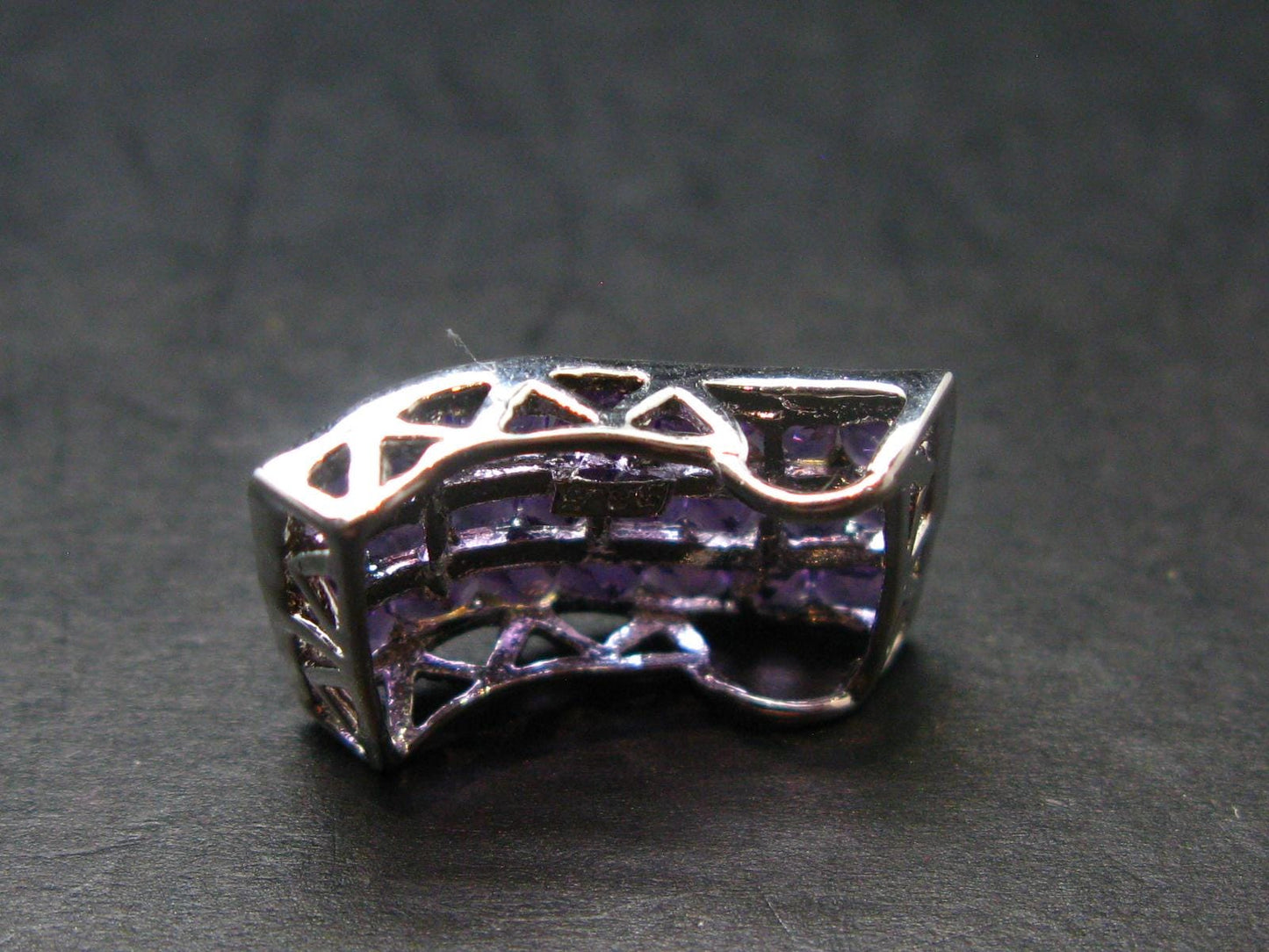 Purple Faceted Amethyst Sterling Silver Pendant From Brazil - 0.7" - 2.0 Grams