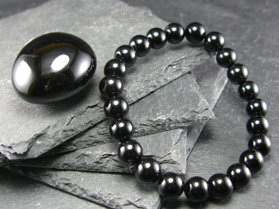 Black Onyx Genuine Bracelet ~ 7 Inches ~ 8mm Round Beads