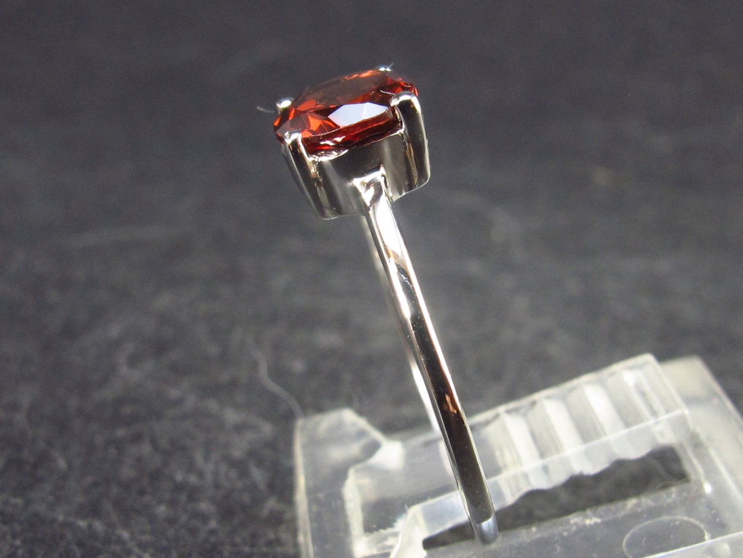 Natural Round Faceted Red Garnet Sterling Silver Ring - Size 5.25 - 1.17 Grams
