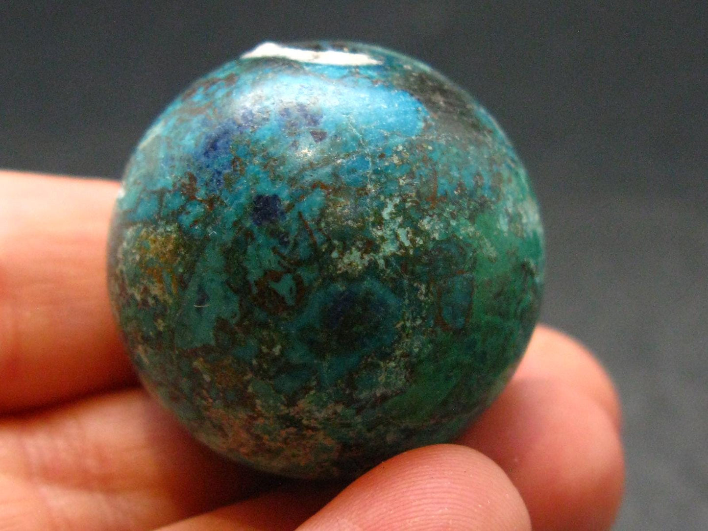Quantum Quattro Sphere - Malachite Shattuckite Chrysocola Dioptase - 1.1" - 29.69 Grams