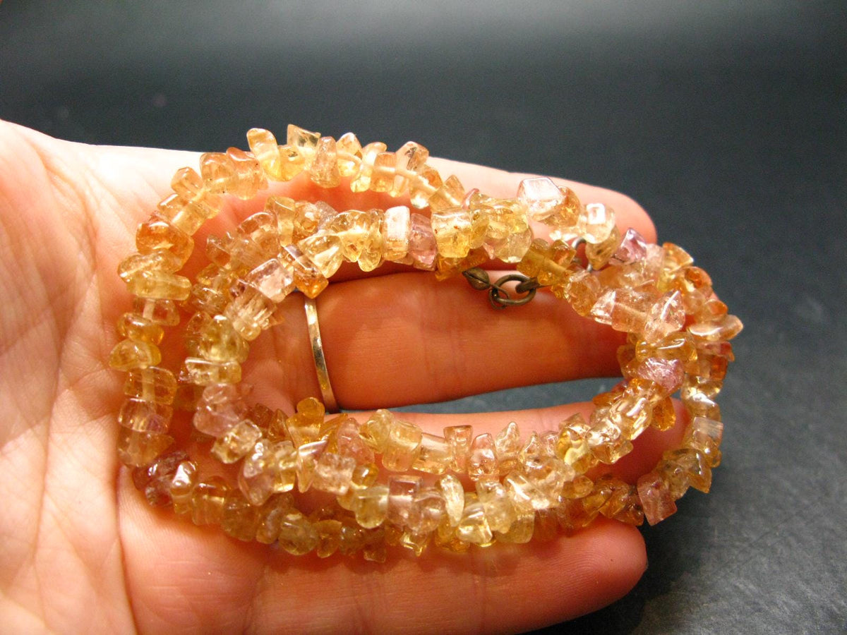 Extremely Rare Imperial Topaz Necklace From Brazil - 19" - 6 mm Polished Crystal Beads