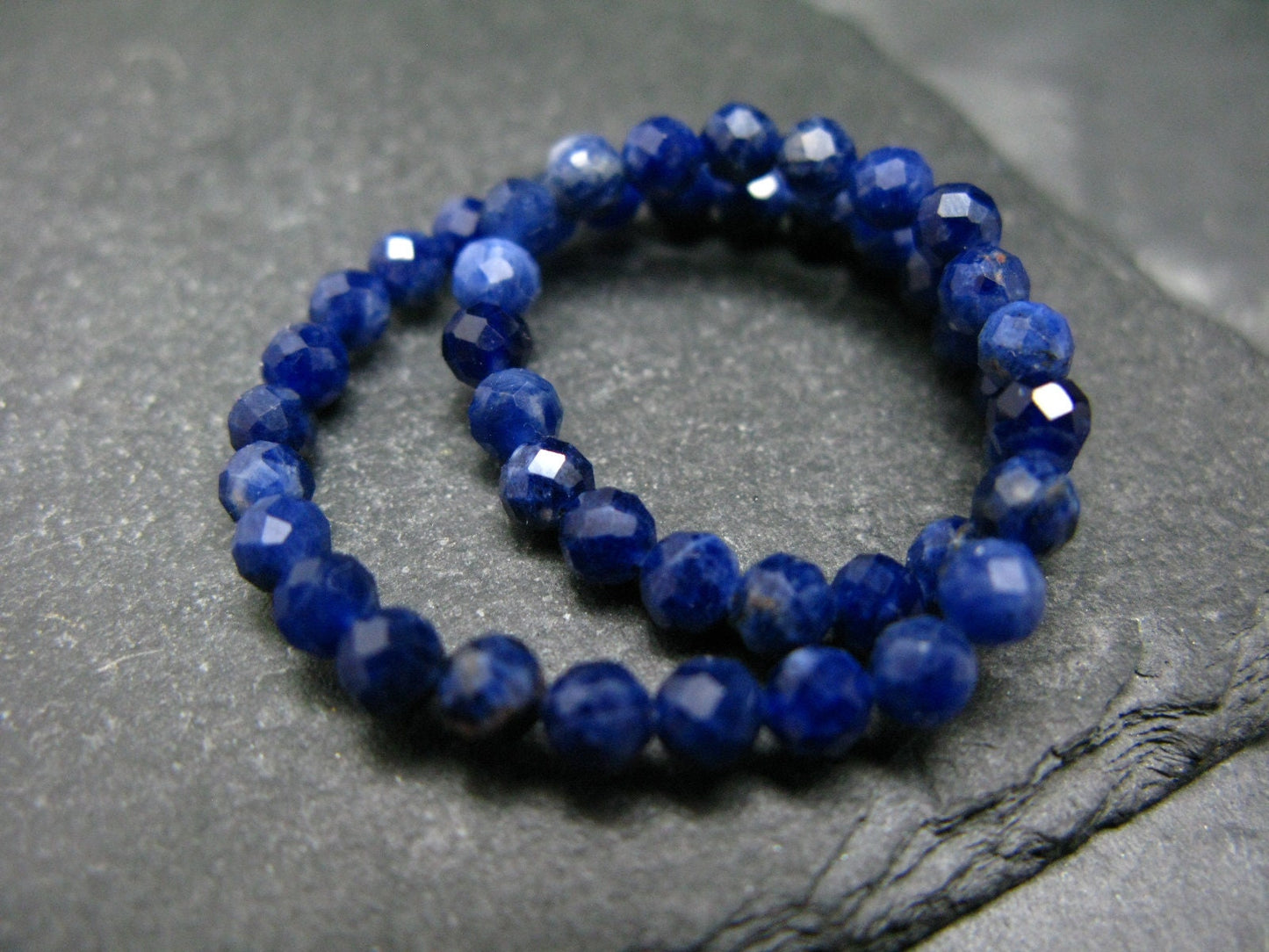 Sodalite Genuine Bracelet ~ 7 Inches ~ 4mm Facetted Beads