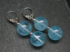 Minimalist and Chic Design - 12mm Natural Sky Blue Round Beads Dangle 925 Silver Leverback Earrings from Brazil