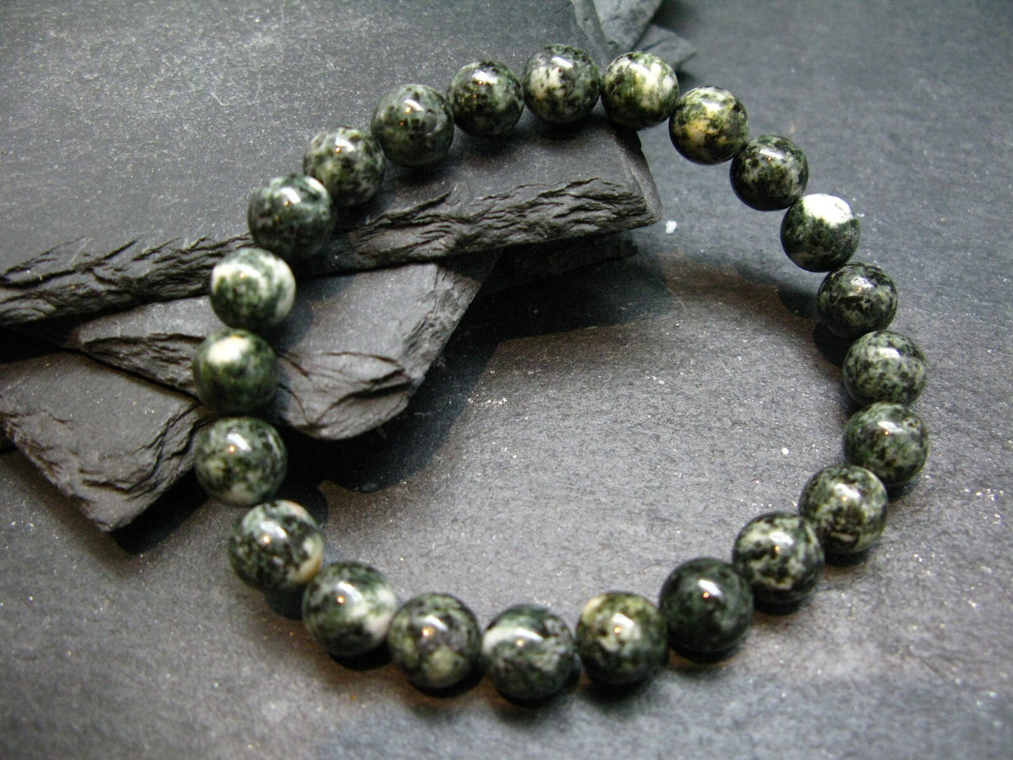 Preseli Stonehenge Bluestone Genuine Bracelet ~ 7 Inches ~ 8mm Round Beads