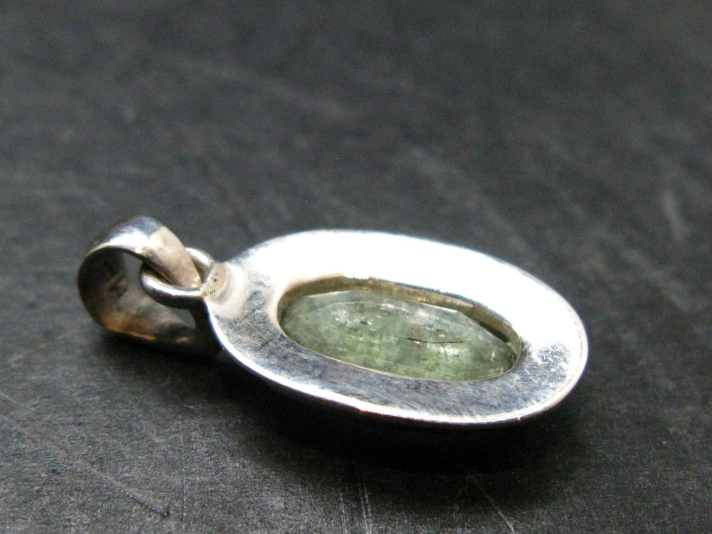 Green Kyanite Crystal Silver Pendant From Tanzania - 1.1" - 2.69 Grams