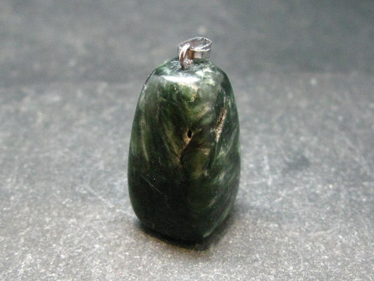 Seraphinite Clinochlore Silver Pendant From Russia - 1.2''