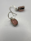 Natural Rhodochrosite Sterling Silver Dangle Earrings | Pink Crystal Earrings