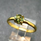 Moldavite Gold Plated Silver Facetted Ring - Size 8.25 - 1.81 Grams