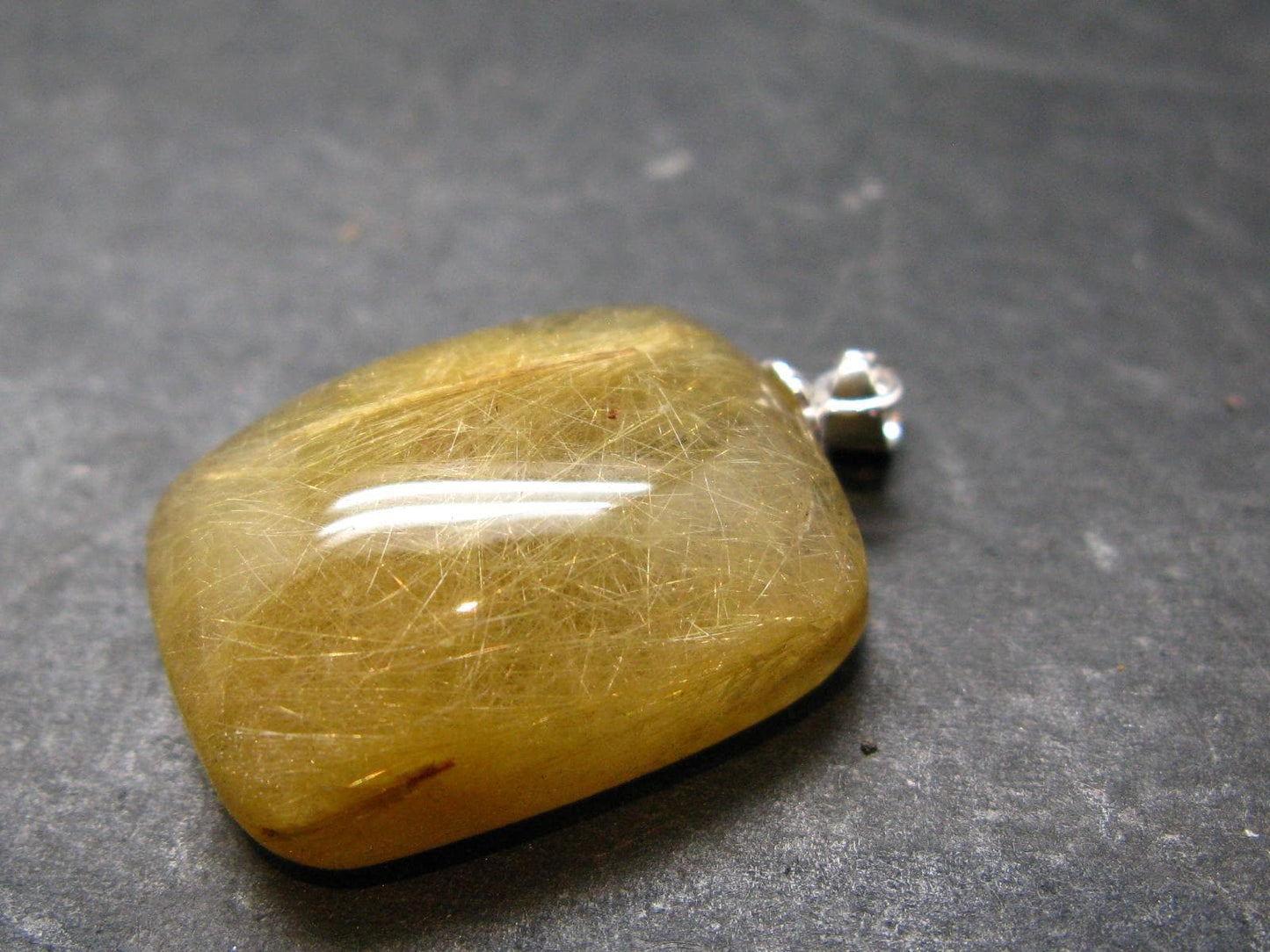 Rutilated Quartz Silver Pendant From Brazil - 1.1"
