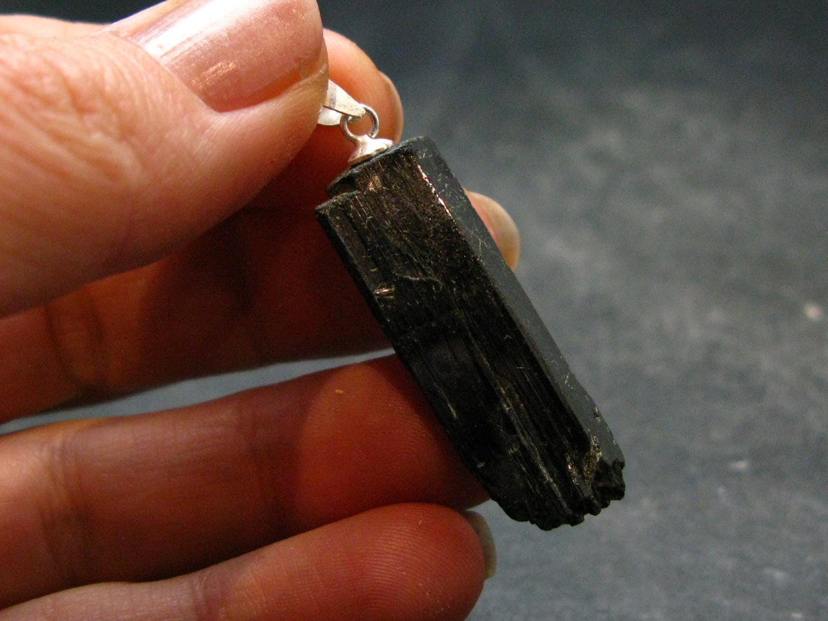 Aegirine Crystal Silver Pendant From Malawi - 1.5" - 4.41 Grams