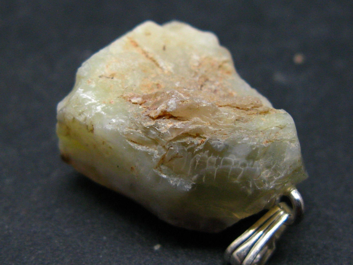 Rare Natural Rough Cat's-Eye Opal With 925 Silver Pendant from Tanzania - 1.2"