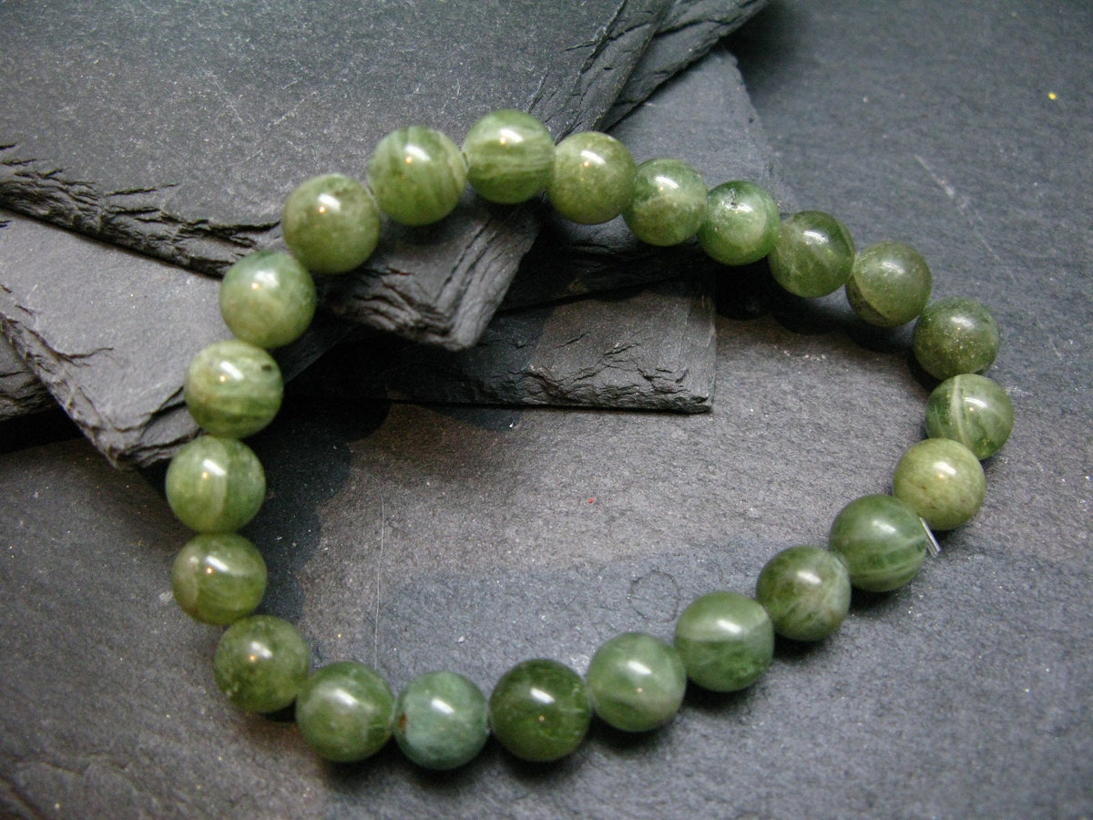 Rare Green Apatite Genuine Bracelet ~ 7 Inches ~ 8mm Round Beads