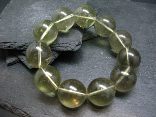 Libyan Tektite Glass Genuine Bracelet ~ 7 Inches ~ 20mm Round Beads