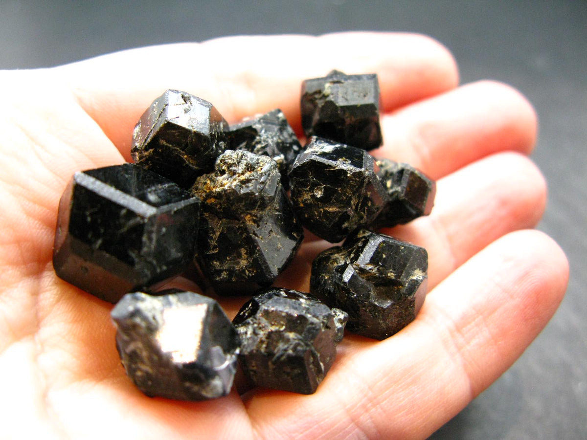 lot of 10 Black Melanite Andradite Garnet Crystals From Mali - 36.82 Grams