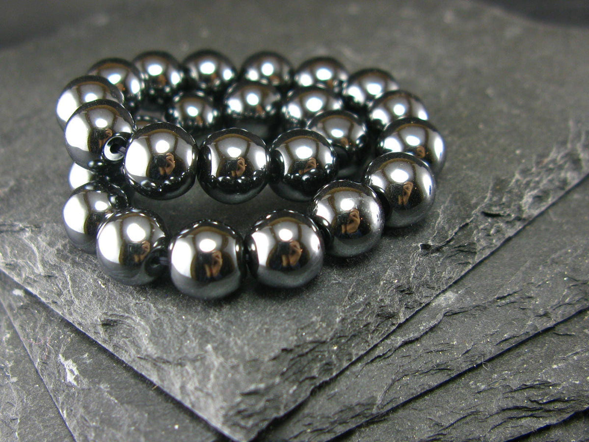 Hematite Genuine Bracelet ~ 7 Inches ~ 8mm Round Beads