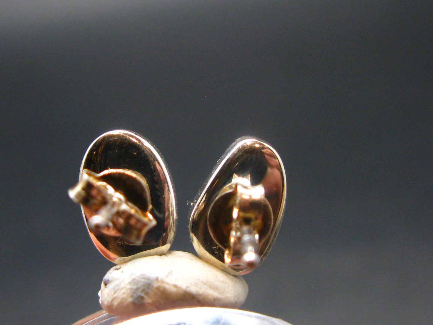 Fire Agate Stud Earrings From Mexico - 0.4" - 2.20 Grams