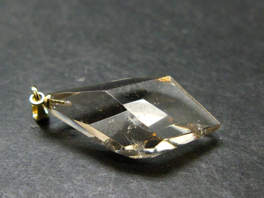 Natural Unheated Citrine Sterling Silver Gold Plated Pendant from Zambia - 1.5" - 4.44 Grams