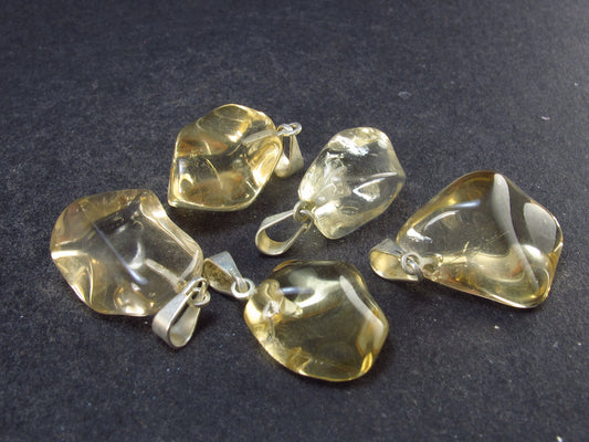 Set of 5 Natural Citrine Pendants From Brazil