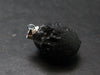 Tibetan Black Tektite Silver Pendant From Tibet - 0.9" - 5.03 Grams