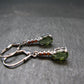 Moldavite Tektite & Red Garnet Silver Earrings from Czech Republic - 2.62 Grams