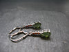 Moldavite Tektite & Red Garnet Silver Earrings from Czech Republic - 2.62 Grams