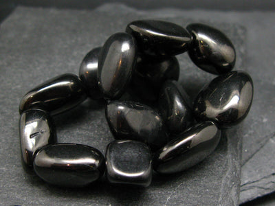 Elite Noble Shungite Genuine Bracelet ~ 7 Inches ~ 15mm Tumbled Beads