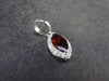 Genuine Red Garnet Almandine Gem with CZ Sterling Silver Pendant From India - 0.8" - 1.28 Grams