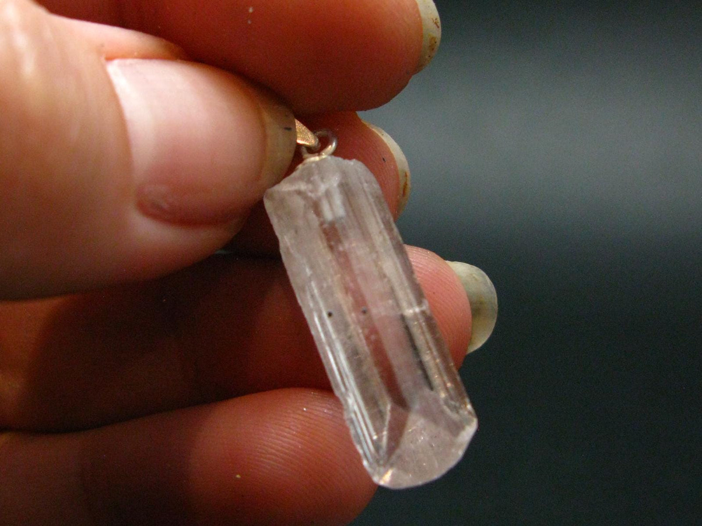 Nice Terminated Danburite Crystal Silver Pendant from Russia - 1.2" - 1.75 Grams