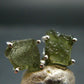 Natural Moldavite Tektite Raw Stud Earrings In Sterling Silver From Czech Republic - 1.56 Grams