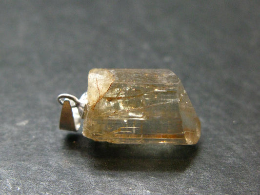 Golden Scapolite Silver Pendant From Tanzania - 0.9" - 2.58 Grams